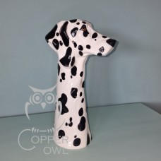 Hand Painted Tall Dalmatian Dog Flower Vase 