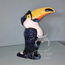 Hand Painted Tall Colourful Standing Toucan Flower Vase 